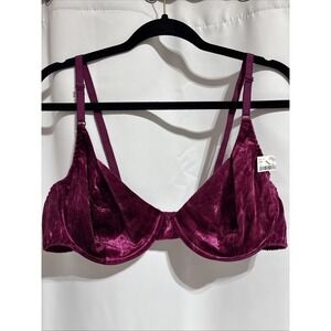Vintage 90s Velvet Cranberry bra Size 40 D Y2K Boho Underwire Adjustable New
